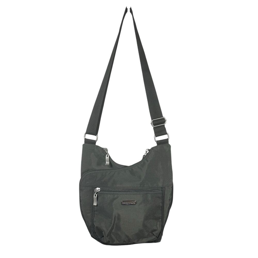 Baggallini Gray Nylon Crossbody Bag Lightweight Travel Organizer Purse